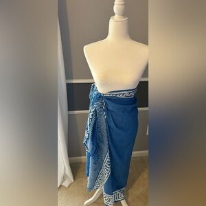 Blue Patterned Women's Swim Sarong